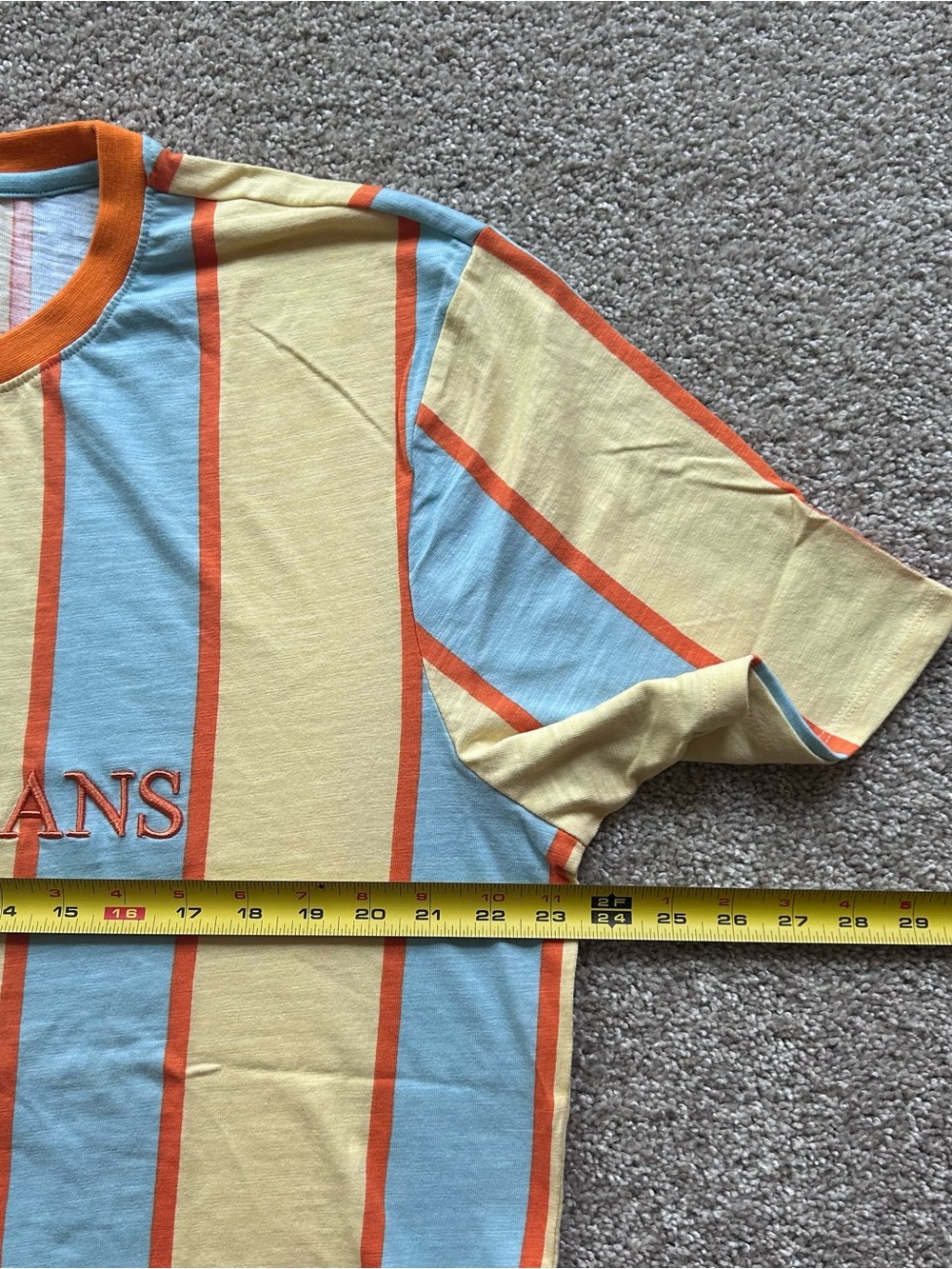 NWT GUESS Originals x A$AP Rocky Vertical Striped T-Shirt Men's L Orange Blue - Picture 4 of 11